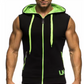 Cotton Hooded Sweatshirt - Gym Tank Tops - Casual Sleeveless Hoodie Vest Coat (TM7)(TM5)