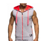 Cotton Hooded Sweatshirt - Gym Tank Tops - Casual Sleeveless Hoodie Vest Coat (TM7)(TM5)