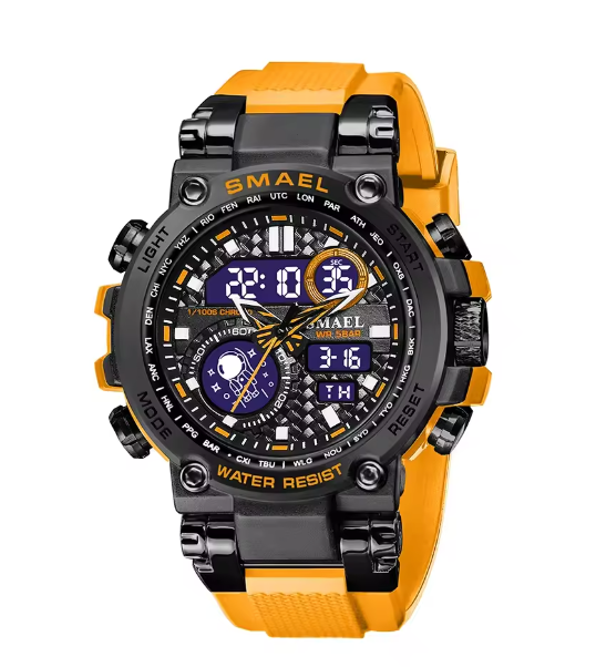 Men Watches 2019 Luxury Brand Smael Digital Wristwatches Men Clock Army Green Waterproof Dual Time 8014 Sport Watches Military