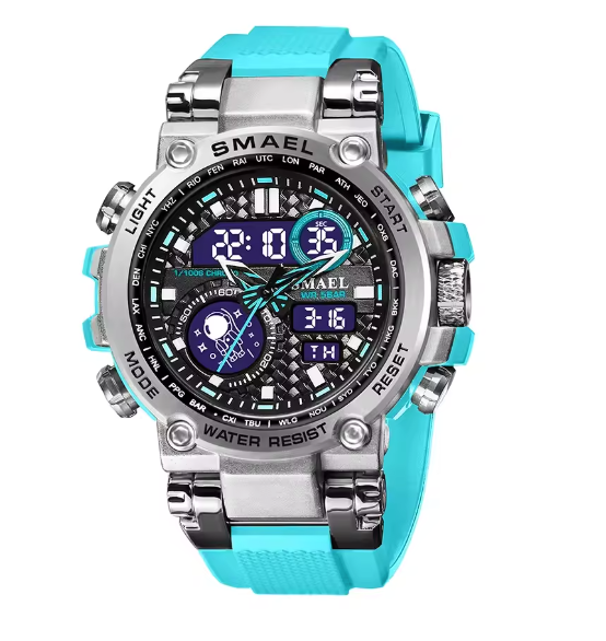 Men Watches 2019 Luxury Brand Smael Digital Wristwatches Men Clock Army Green Waterproof Dual Time 8014 Sport Watches Military