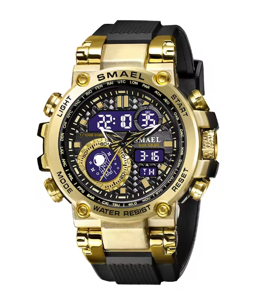 Men Watches 2019 Luxury Brand Smael Digital Wristwatches Men Clock Army Green Waterproof Dual Time 8014 Sport Watches Military