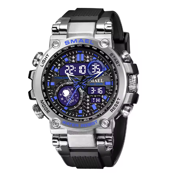 Men Watches 2019 Luxury Brand Smael Digital Wristwatches Men Clock Army Green Waterproof Dual Time 8014 Sport Watches Military