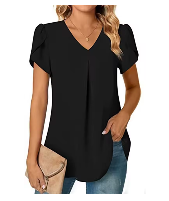 V-Neck Flutter Sleeve Blouse