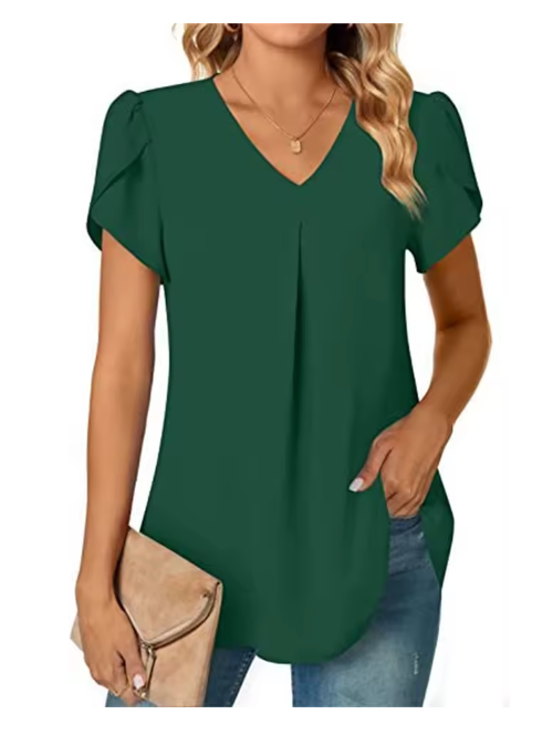 V-Neck Flutter Sleeve Blouse