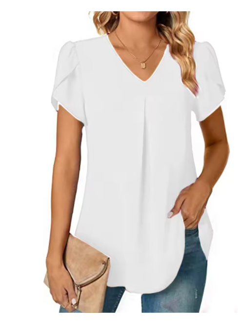 V-Neck Flutter Sleeve Blouse