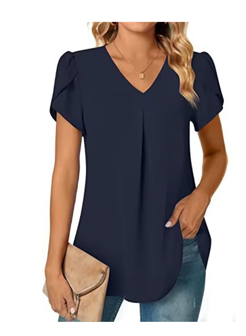 V-Neck Flutter Sleeve Blouse
