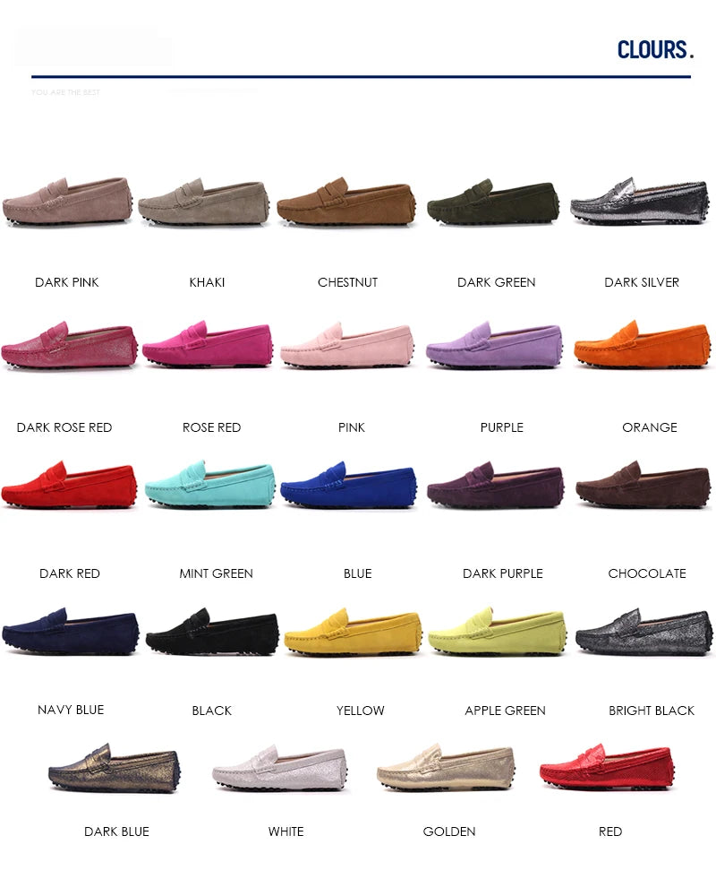 Genuine Leather Spring Flat Shoes Casual Loafers Slip On Women's Flats Shoes Moccasins Lady Driving Shoes