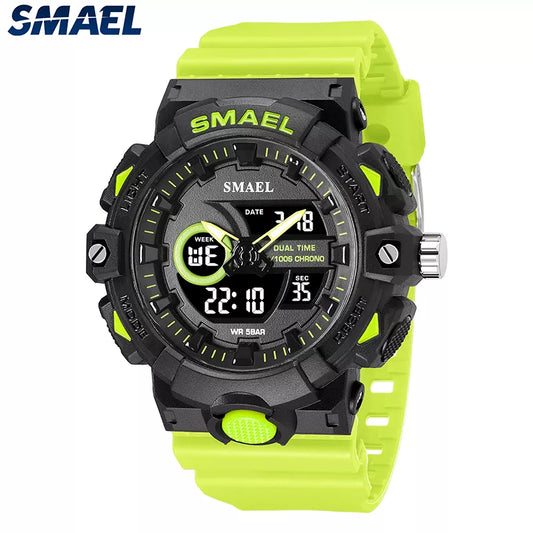 New Men Watch Sports 50M Waterproof Dual Time Digital Analog Clock 8081 Stopwatch Week Display Casual Wristwatches Sport Watches
