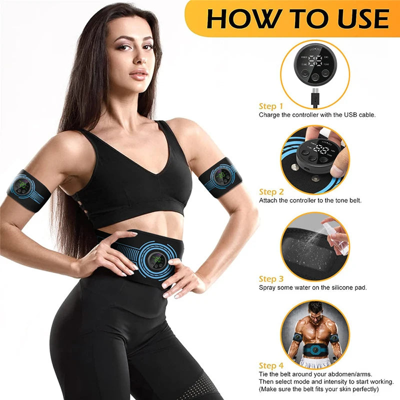 Revolutionary Rechargeable Abs Muscle Trainer; A comfortable Fat Burning Device.