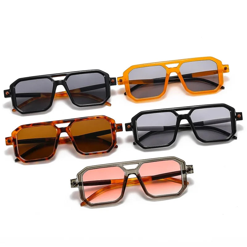 ZLY 2022 New Fashion Rectangle Sunglasses Women Men Gradients Square Lens PC Alloy Frame Luxury Brand Designer Sun Glasses UV400