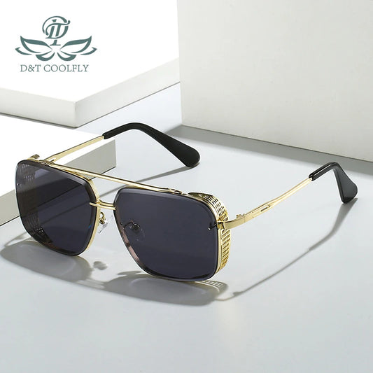 ZLY 2023 New Fashion Rectangle Sunglasses Men Women Gradients Lens Metal Frame Hinge Luxury Quality Brand Designer Eyewear UV400