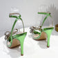 Liyke Summer Party Wedding Stripper High Heels Sexy Crystal Bowknot Pointed Toe Women Pumps PVC Transparent Sandals Shoes Green