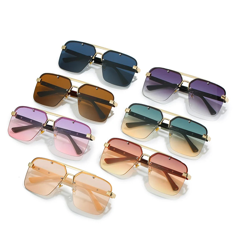 ZLY 2022 New Fashion Square Sunglasses Men Women Gradients Lens PC Alloy Frame Luxury Brand Designer Elegant Sun Glasses UV400