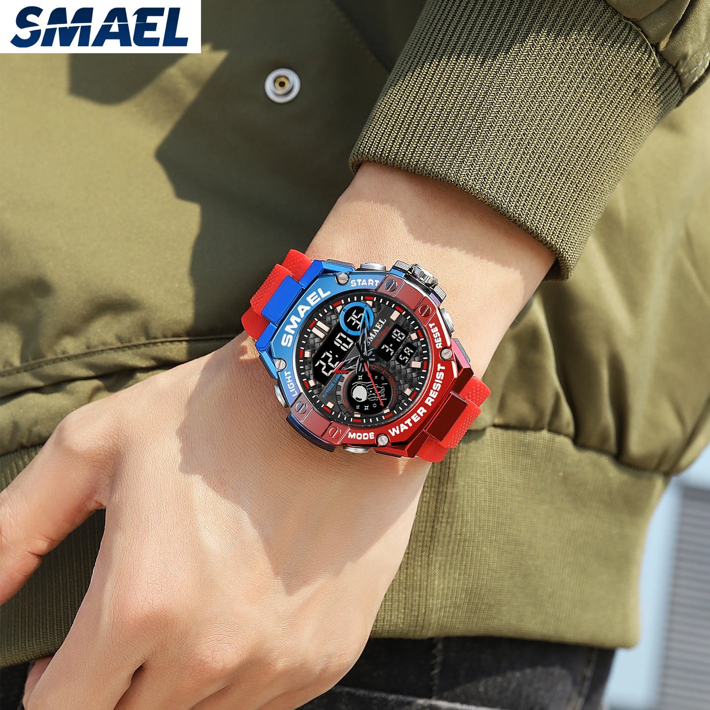 Sports Watch Men Waterproof Watches SMAEL Fashion Brand Digital Quartz Clock Stopwatch 8068 Military Army Quartz Wristwatches