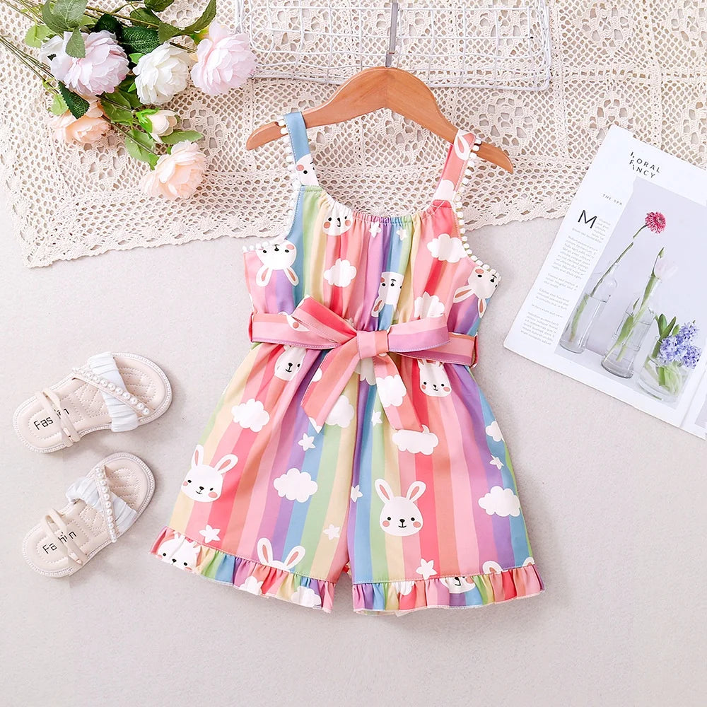 Baby Clothes 1 to 6 Years old Cartoon Rabbit Onesies For Baby Girl Sleeveless Infant Romper Toddler Jumpsuit For Kids