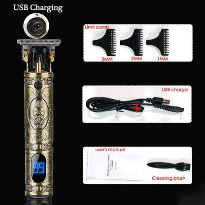 USB Rechargeable T9 Trimmer Barber Hair Clipper Washable Electric Trimmer Rechargeable Trimmer Mini Shaver (D45)(BD6)(1U45)