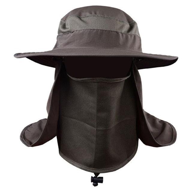 Unisex Outdoor Fishing Hat - Quick Dry Hiking Hat UV Protection Wind Proof Face Neck Flap Sun Cap Hats (2U102)