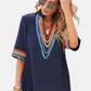 Embroidered Deep V Neck Chiffon Top