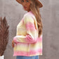 Tie-Dye Cable-Knit Raglan Sleeve Open Front Cardigan