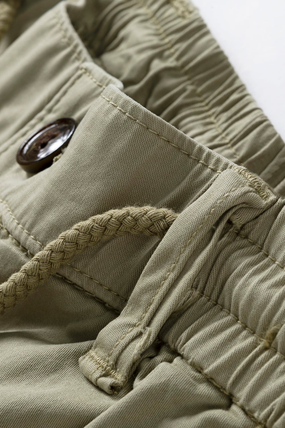 Drawstring Elastic Waist Cargo Shorts