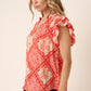 Mittoshop Full Size Printed Butterfly Sleeve Blouse