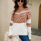 Leopard Color Block V-Neck Knit Pullover