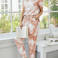 Tie-Dye Round Neck Short Sleeve Top and Pants Lounge Set