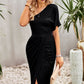 Ruched One-Shoulder Tulip Hem Dress