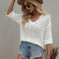 Notched Side Slit Drop Shoulder Sweater