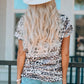 Leopard Print V-Neck Short Sleeve Tee Shirt
