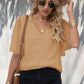 Swiss Dot Lace Trim Flutter Sleeve V-Neck Blouse