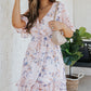 Floral Drawstring Waist Ruffled Surplice Dress