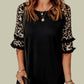 Leopard Contrast Ruffled Top