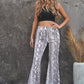 Snakeskin Print Flare Leg Pants