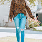 Leopard V-Neck Side Slit High-Low Top