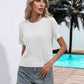 Cable-Knit Round Neck Short Sleeve Knit Top