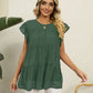 Swiss Dot Round Neck Tiered Blouse