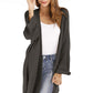 Open Front Slit Exposed Seam Cardigan