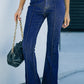 Seam Detail Flare Jeans with Pockets