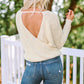 Rib-Knit Surplice Open Back Sweater