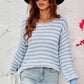 Striped Dropped Shoulder Tie-Back Sweater