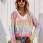Tie-Dye V-Neck Drop Shoulder Pullover Sweater