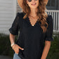 Lace V-Neck Flounce Sleeve Top