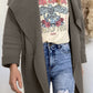 Waterfall Collar Brushed Longline Coat with Pockets