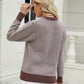 Herringbone Print Ribbed Trim Sweater