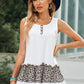 Leopard Color Block Frill Trim Tank Top