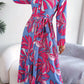 Botanical Print Long Sleeve Shirt Dress