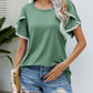 Pom-Pom Trim Flutter Sleeve Round Neck Tee