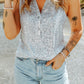 Sequin Button Front V-Neck Tank