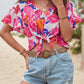 Floral V-Neck Flutter Sleeve Blouse